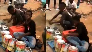Local Ghanaian boys produce world-class beats using empty cans as drumset (Video)