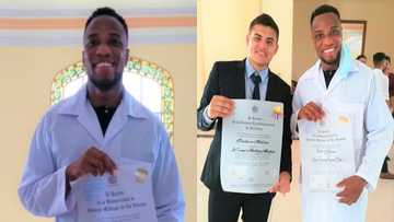 Beautiful photos drop as Dr. Kwame earns golden certificate as he graduates from top university