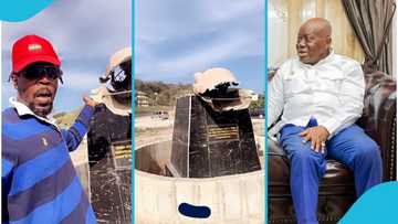 Kwaw Kese laments as Nana Addo's statue gets severely vandalised again