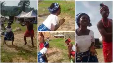 Old Woman Displays Energetic Dance Moves to Igbo Music, ‘Competes’ With Young People in Viral Video