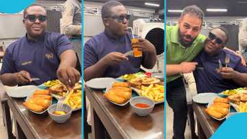 Oheneba Jude uses Fork and knife skillfully, speaks English with 'Obroni' fan