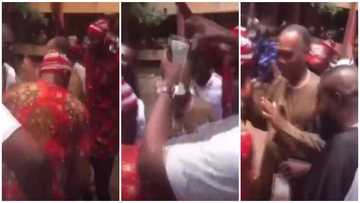University graduates celebrate their lecturer, dance and rain cash on him