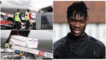 He's coming home: Christian Atsu's remains in a casket put on a plane (Video)