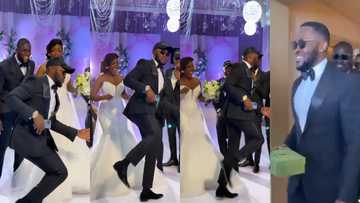 Despite's son Kennedy Osei spices up friend's wedding with funny legwork dance; stirs laughter in video