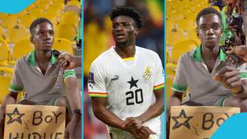 Dodowa to Accra: Die-hard Kudus fan travels over 50km to present him a special stool, Video