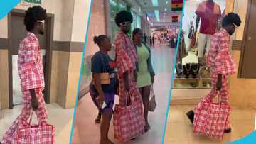 Ghanaian designer rocks Ghana Must Go outfit, videos cause stir as fans stop ask for photos at Accra Mall