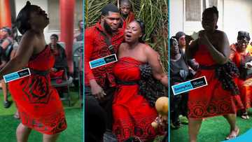 Maame Gold inconsolable after seeing the remains of her father lying in state at his funeral, videos