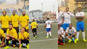 Davido tackles Laycon and Zlatan as Mayorkun, May D, other music stars storm Lagos for epic football match