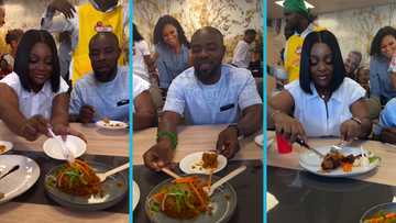 Oboadie acts like a gentleman around Jackie as they eat jollof and chicken, video excites fans