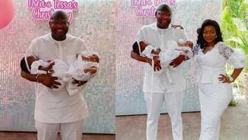Good Morning Ghana host Randy Abbey and wife christen their adorable twins; beautiful photos drop