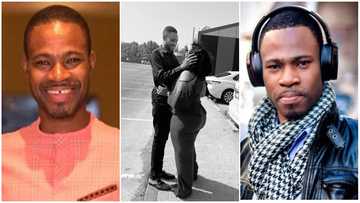You dey chew things: Angel FM's Kofi Adomah Nwanwani shows off his curvaceous wife in romantic photo, fans amazed
