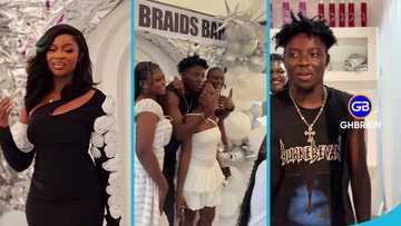 Adjoa Tee acts shy as Paradise attends 2nd branch opening of her salon, videos