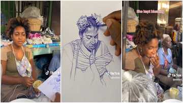 He is very good: Talented artist sketches pretty trader in the market