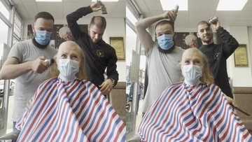 Kind barbers shave their hair as support for woman undergoing chemotherapy