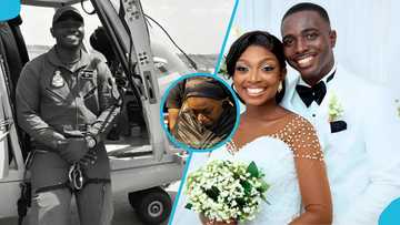 Flying Officer Twum-Ampadu’s wife sheds bitter tears, looks heartbroken at vigil, photos break hearts