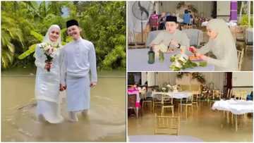 "Nothing will stop our marriage" - Lovers say as they walk through flood to get to their wedding venue