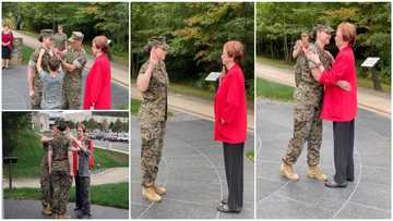 Social media reacts as US marine officer gets promoted to new rank by mum who served in the force for 22 years