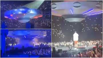 Video shows Burna Boy arriving at his 02 Arena show in spaceship, many react to singer's grand entrance