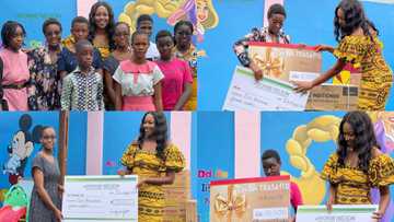 Yvonne Nelson GHC40k to 3 brilliant girls who won essay competition (video)