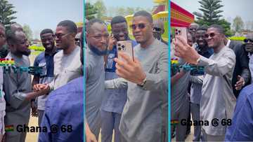 Sharaf's bouncers rush into pic as he takes selfie with Funny Face & Kwaku Manu: "A true fan"