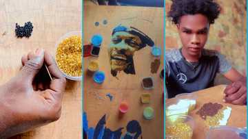 Artist uses 12,798 beads to draw Shatta Wale in a month, beautiful art trends, video