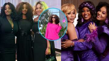 Nadia Buari and her sisters trend with their stylish purple dresses and charming hairstyle for a viral shoot