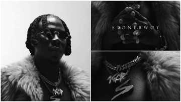 Stonebwoy slays in a fur coat, flaunts diamond rings and chains as he announces details of his 5th album in video