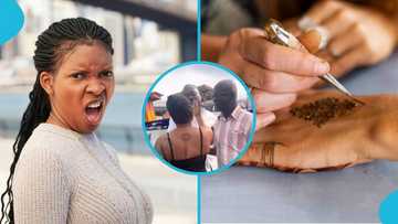 Ghanaian lady causes a scene after a man questioned her for having tattoo, vid