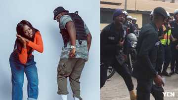 Beautiful video drops as 3 armed policemen show off their dance skills; dance to Medikal's Omo Ada