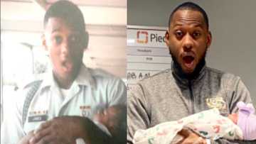 Good old days: Man recreates adorable childhood photo with dad with his 1st child, goes viral; many react
