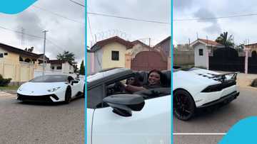 GH lady cruises in expensive Lamborghini in video, Ghanaians react