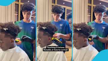 Little barber in the making? Cristiano Ronaldo's son learns haircutting in cute video