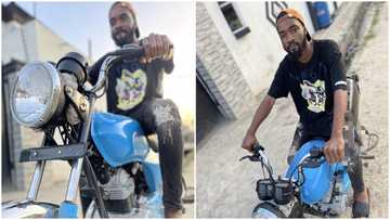Ambitious young man 'buys' motorcycle, prepares to ride from Lagos to London, causes stir on Twitter