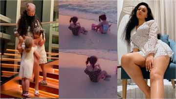 Nadia Buari shares rare video of her twin girls at the beach, fans say it's beautiful