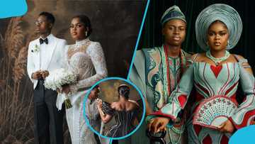 Nigerian Bride Jarvis wows fans in a metallic gown at her wedding reception