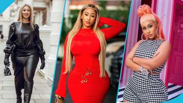 Hajia4reall looks gorgeous in a red bodycon dress styled with a brown GH¢100,000 Chanel bag