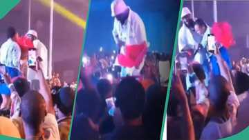 “Make she go do pregnancy test”: Davido hugs lady who gave him flower at Asaba concert, video trends