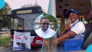 Lydia Alhassan catches heat for driving bus during campaign on University of Ghana campus