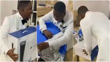 Groom jumps & screams in excitement as bride gifts him PS 5 on their wedding day in video