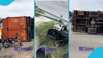 Large truck loaded with goods loses control, causes accident on Alajo-Tesano road