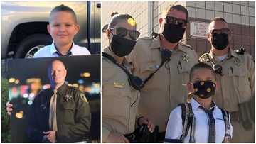 Police officers show love to their dead colleague’s son, give him escort on his first day at school