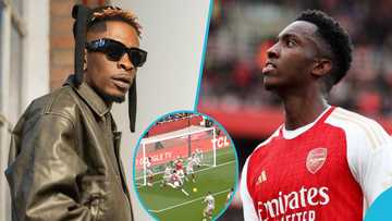 Shatta Wale hails Ghanaian footballer Eddie Nketia over 3 goals for Arsenal against Sheffield