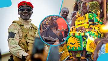 Lil Win gets Otumfuo smiling as he kneels and greets him at Asantehemaa's one-week observance, video