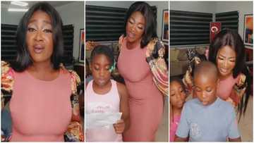 Too sweet: Fans gush over Mercy Johnson and her kids as they struggle to sing Yoruba song