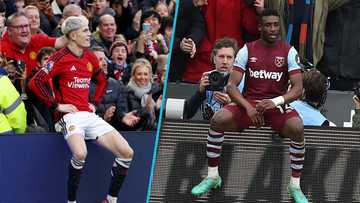 Man Utd's Garnacho mocks Kudus by doing his sit-down celebration after scoring West Ham 2 goals