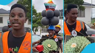 Ghanaian woman surprises husband with money bouquet and other gifts on his birthday