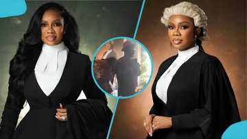 Serwaa Amihere's father makes first public appearance at his daughter's graduation dinner party, video