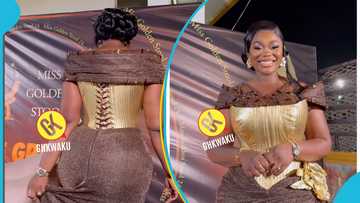 2011 Ghana's Most Beautiful winner Akua GMB looks ethereal in a shimmering gown to Miss Golden Stool finale