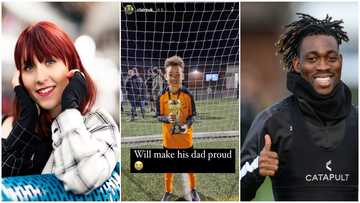 Christian Atsu's wife drops photo of 2nd son winning football cup at tournament: "Will make his dad proud"