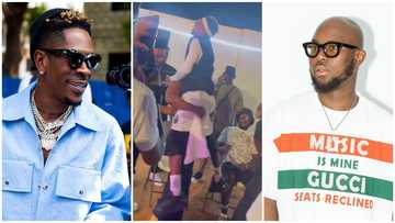 A video of King Promise lifting Shatta Wale off his feet and turning him around sparks massive reactions online